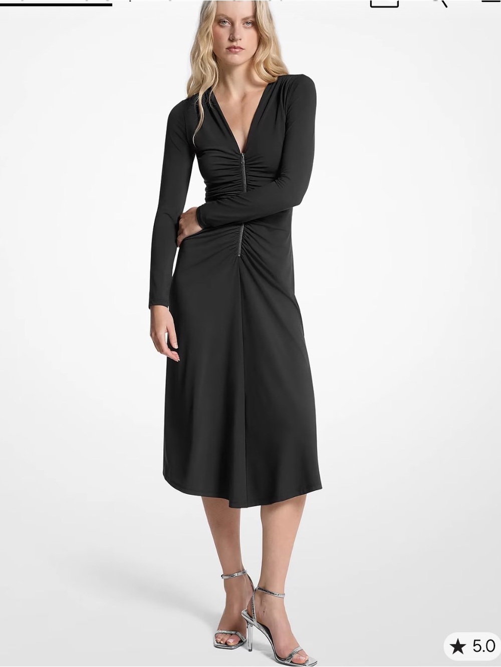 Michael Kors Ruched Stretch Matte Jersey Midi Dress